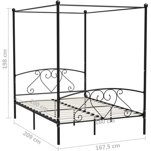 Okvir za krevet s nadstrešnicom crni metalni 160 x 200 cm slika 7