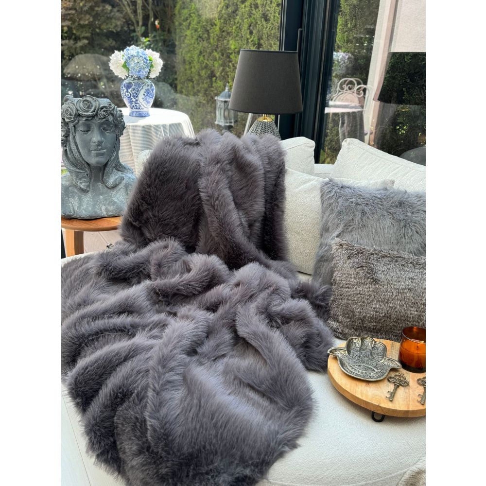 Sofa shawl Lolita 200x75, colour: anthracite slika 1