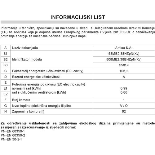 Amica kombinirani štednjak 58ME2.38HZpN(Xv) inox (55819) slika 11