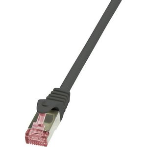 LogiLink CQ2033S RJ45 mrežni kabel, Patch kabel cat 6 S/FTP 1.00 m crna vatrostalan, sa zaštitom za nosić 1 St.