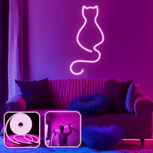 Opviq Dekorativna zidna led rasvjeta Daisy the Cat - Medium - Pink slika 1