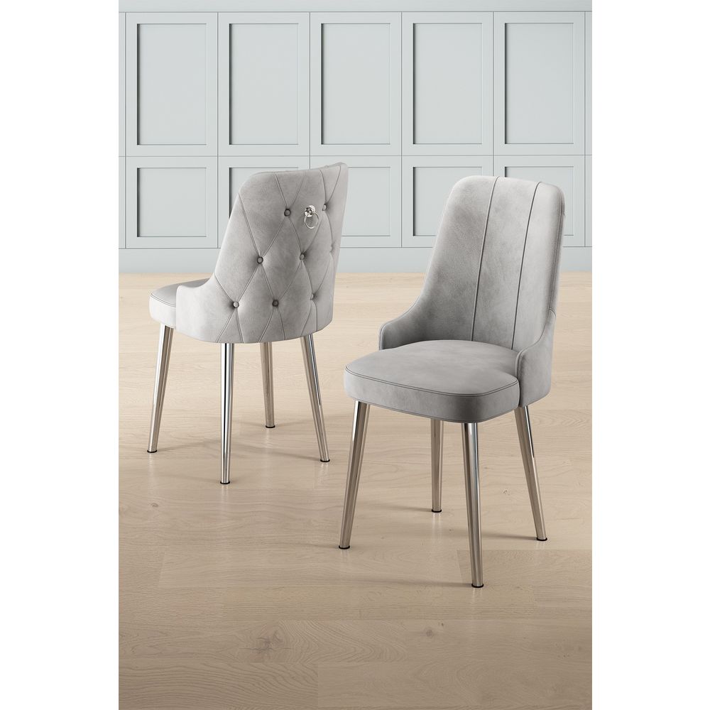 Newa - Sivi, Hrom Sivi Set Stolica (4 Komada) slika 1