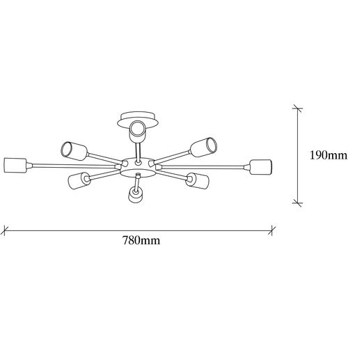 Opviq Visilica RAY, crna, metal, 78 x 78 cm, visina 19 cm, 8 x E27 40 W, Ray - 1132 slika 3