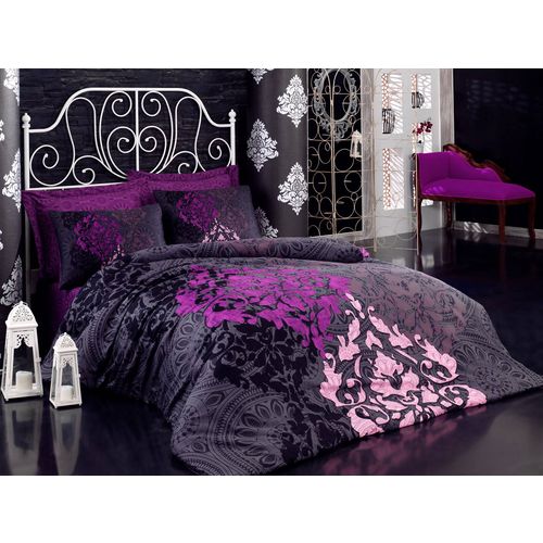 L'essential Maison Kosem Sultan - Maroon MaroonPurplePinkBlack Satin Double Quilt Cover Set slika 1