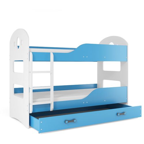 Drveni dječji krevet na kat Dominik MDF s ladicom - 190*80cm - plavi slika 3