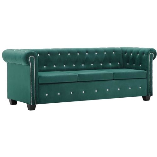 Trosjed Chesterfield s baršunastom presvlakom 199 x 75 x 72 cm zeleni slika 17