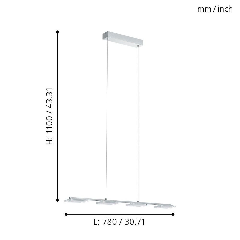 Eglo Cartama visilica/4, led, 4x4,5w, krom/plastika kocke  slika 4
