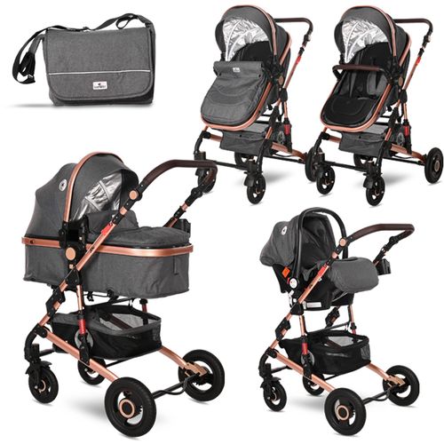 LORELLI ALBA PREMIUM Kolica 3u1 Set Luxe Black: Košara + Autosjedalica + Zimska Navlaka (0mj+) - (do 15kg/96cm) slika 1