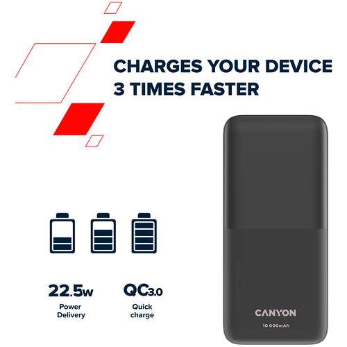 CANYON PB-1010 Power Bank 10000mAh s Ugrađenim Kabelima slika 8