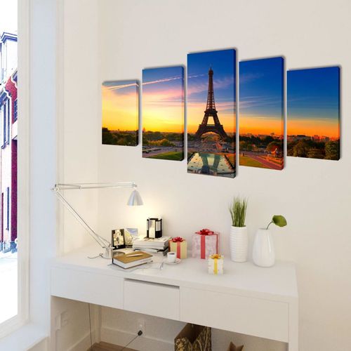Zidne Slike na Platnu Set s Printom Eiffelov Toranj 200 x 100 cm slika 5