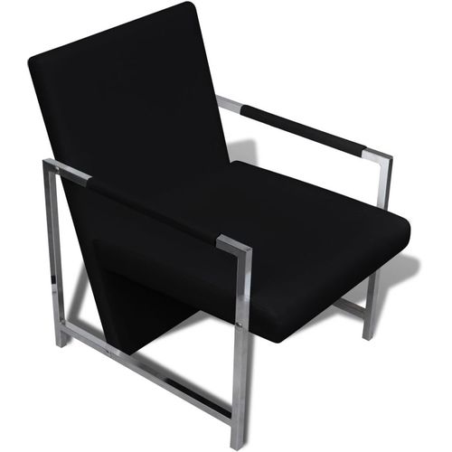 Fotelja od umjetne kože s kromiranim nogama crna slika 14