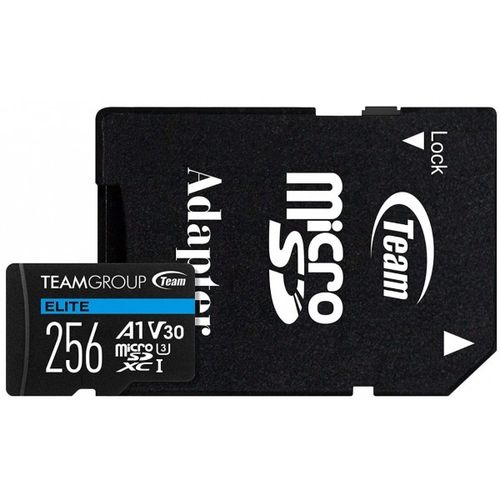 TeamGroup MICRO SDXC 256GB ELITE, UHS-I U3 V30 A1, 100/50MB/s +SD Adapter TEAUSDX256GIV30A103 slika 1