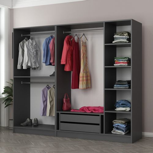 Woody Fashion Garderoba, Kale 5 Bolme 2 Cekmece 210 - Anthracite slika 2