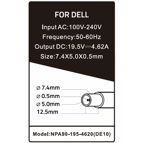 NPA90-195-4620 (DE10) **Gembird punjac za laptop 90W-19.5V-4.62A, 7.4x5.0mm black PIN (1003) slika 2