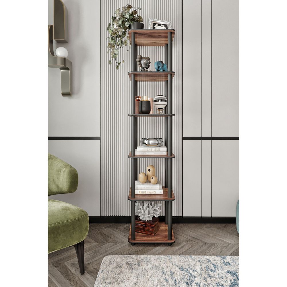  Bookshelf Bookcase 6 Tiers Square, colour Walnut slika 2