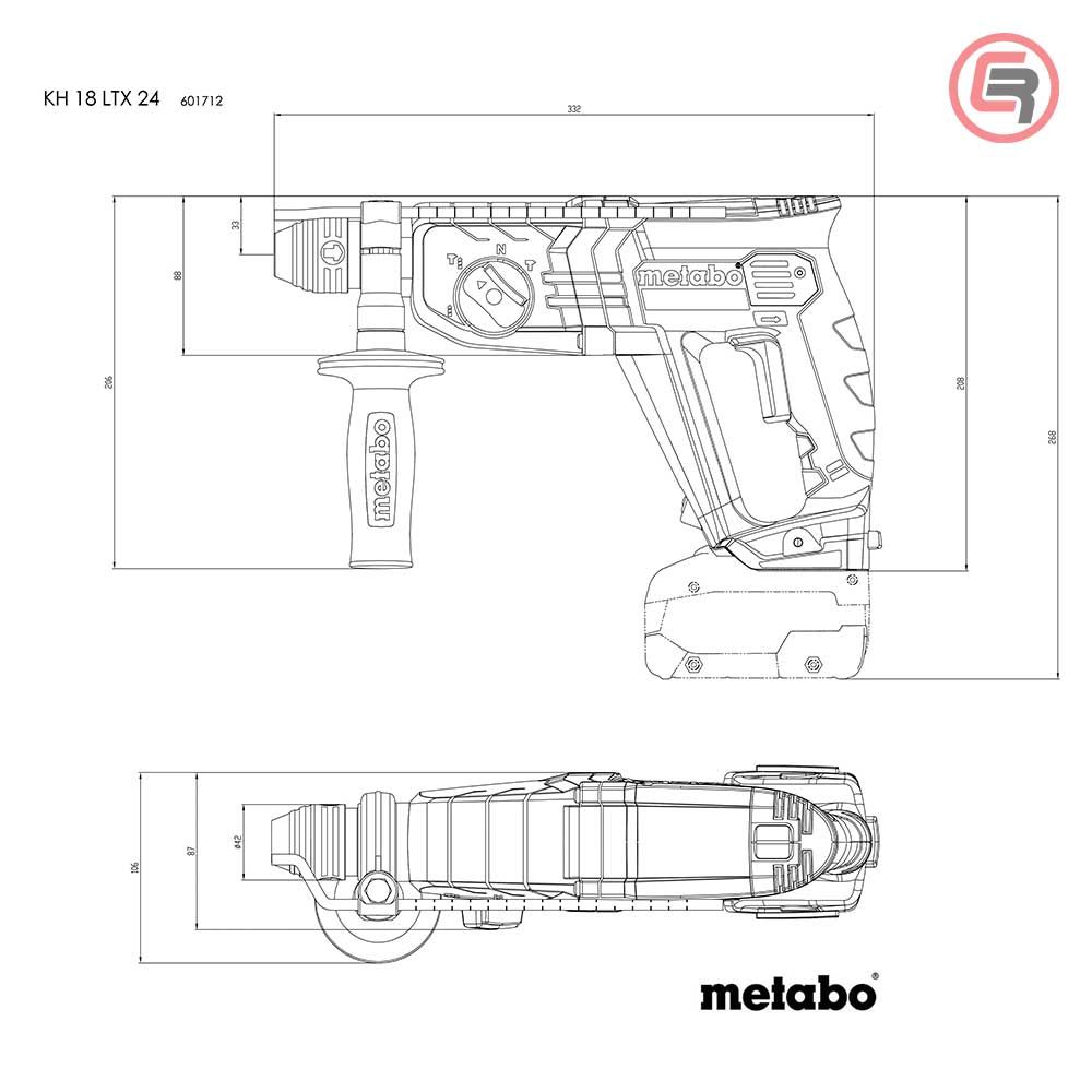Metabo Čekić Kombinovani Aku KH 18 LTX 24 / 18V (bez baterija i punjača) + metaBOX 165 L – 601712840 slika 3