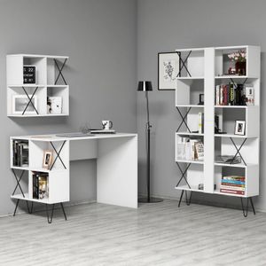 Extra 2 - White White
Black Study Desk & Bookshelf