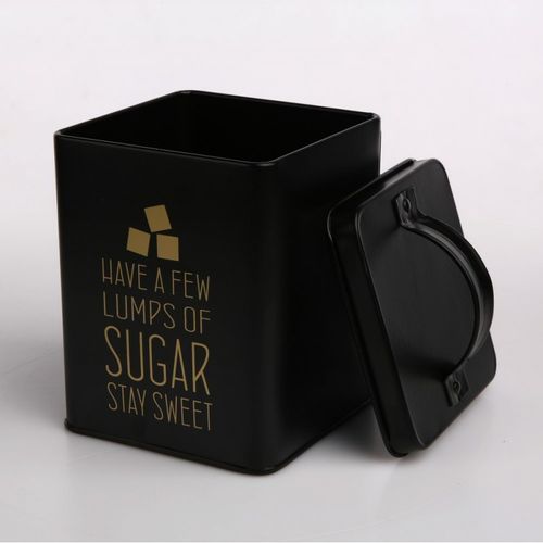 Altom Design kvadratna kutija crna, zlatni natpis Sugar 11X11X14 cm - 0204018331 slika 3
