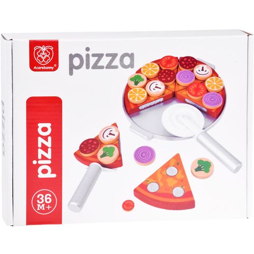 Drvena pizza s čičkom za rezanje + dodaci 27 elemenata slika 8