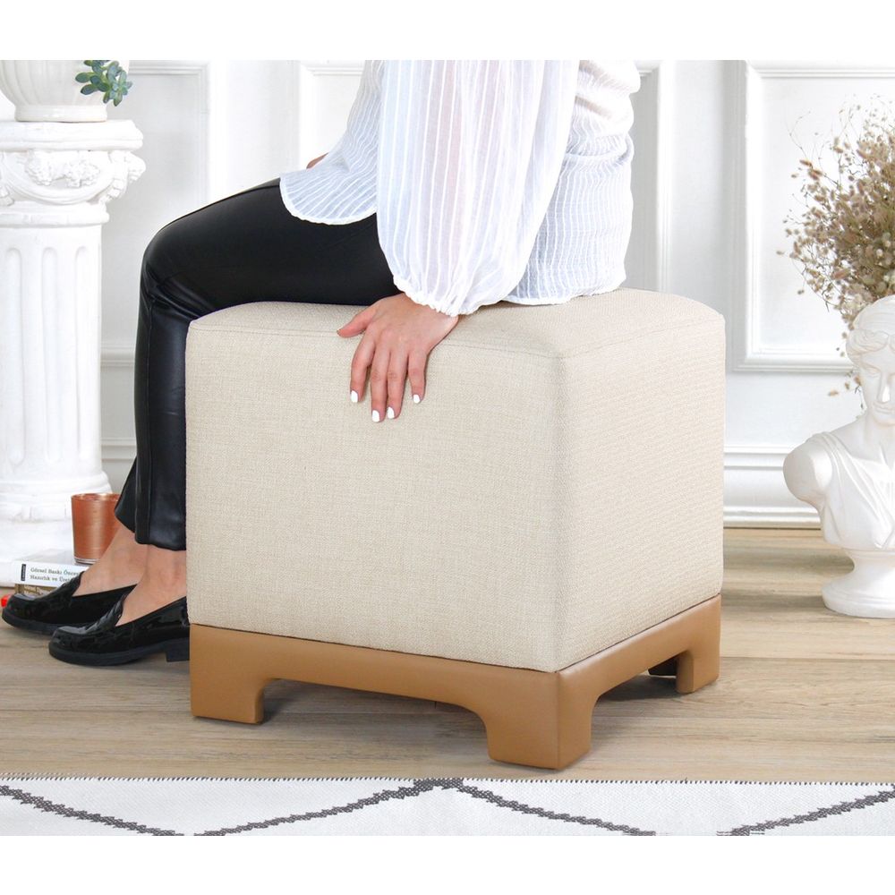 Lenover - Krem, Bež Krem Bež Pouf slika 2