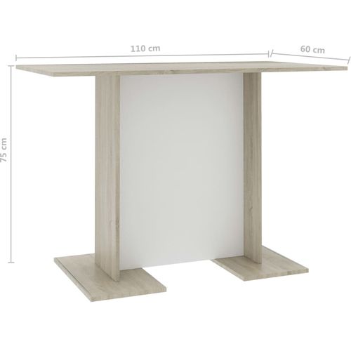 Blagovaonski stol bijeli i boja hrasta 110 x 60 x 75 cm iverica slika 6