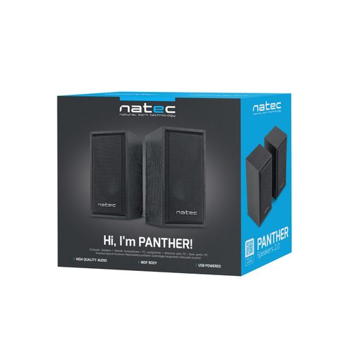 Natec NGL-1229 PANTHER, Stereo Speakers 2.0, 6W RMS, USB power, 3.5mm Connector, Wooden Case, Black slika 5