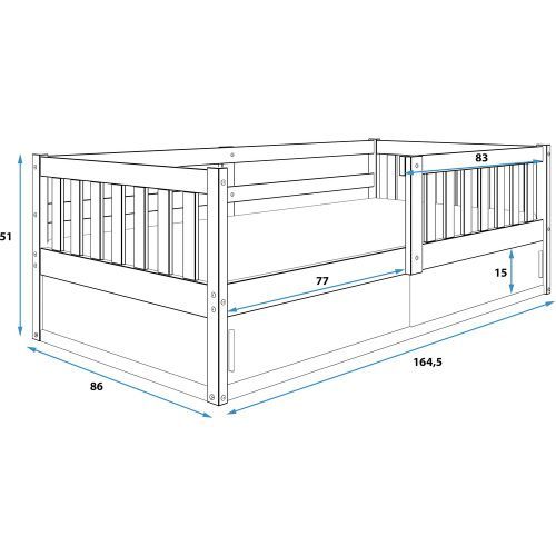 Drveni dečiji krevet Smart sa kliznom fiokom - 160x80 cm - beli slika 4