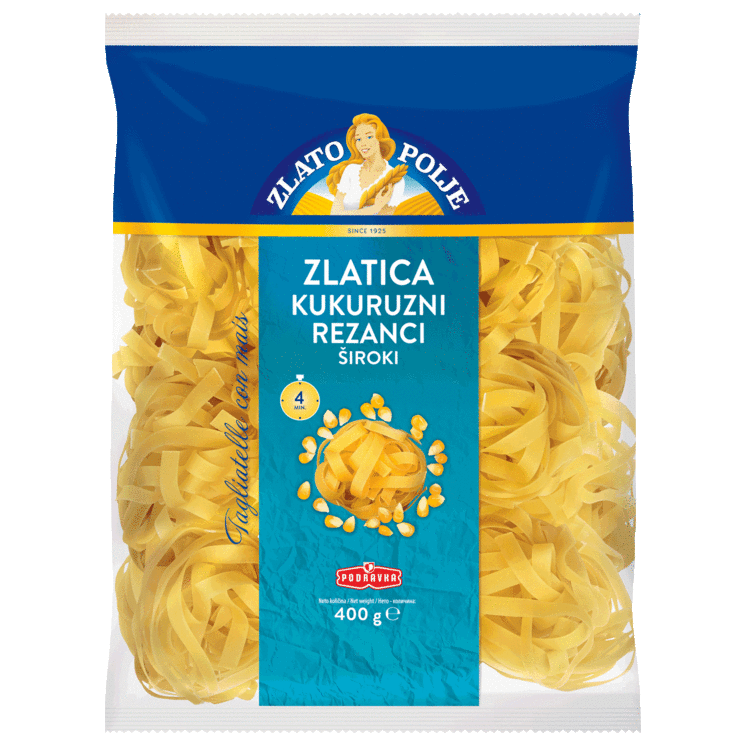 Zlato Polje Zlatica Kukuruzni rezanci široki 400g slika 1