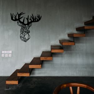 Wallity Deer Metal Decor Black Decorative Metal Wall Accessory