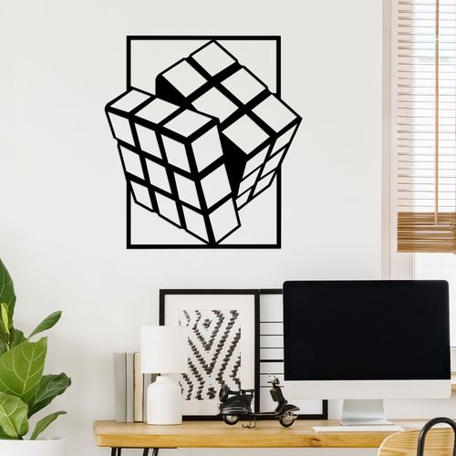 Wallity Rubik's Cube Black Decorative Metal Wall Accessory slika 1