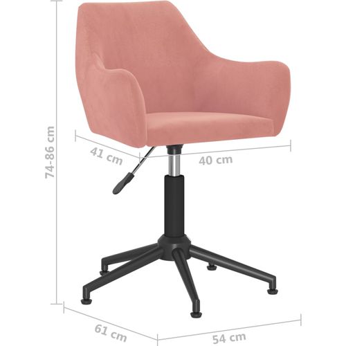 Okretna uredska stolica ružičasta baršunasta slika 8