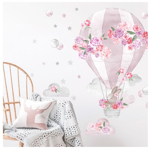 Pastelowe zidne naljepnice balon na vrući zrak roze slika 2