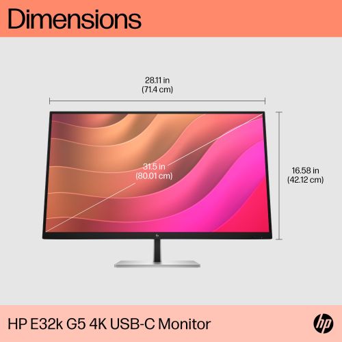 HP 6N4D6AA 31.5" IPS AG 4K UHD 3840x2160@60Hz, 16:9, 1000:1, 5ms, 350cd/m², 178°/178°, 1 HDMI 2.0, 1 DP 1.4, 2 USB-C 3.1, 3 USB-A 3.1, 1 RJ-45, 2x3W, VESA 100x100mm, Height, Tilt, Swivel, Pivot, Black/Silver, 3yw, HP E32k G5 slika 11