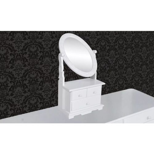 Toaletni Stol s Ovalnim Nagibnim Ogledalom MDF slika 9