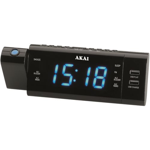 AKAI budilica s projektorom, FM/AM radio, LCD, USB MP3 + USB punjač ACR-3888 slika 2