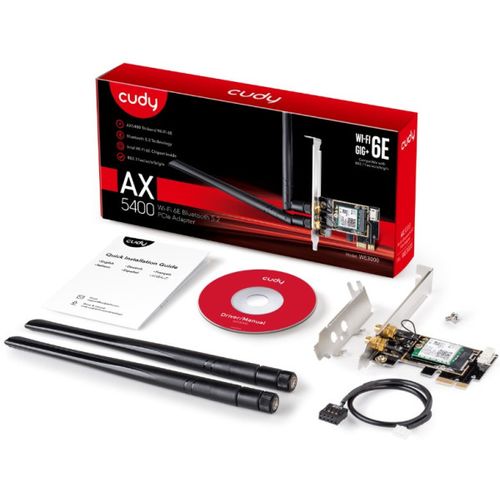 Cudy WE3000 AX5400 Wi-Fi 6E + BT5.2 PCI Express Adapter 2.4+5Ghz, 2x5dBi detachable antenna slika 4