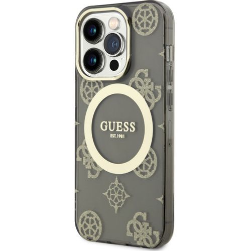 Guess Futrola za iPhone 14 Pro IML GLITTER PEONY GOLD BLACK MagSafe slika 4