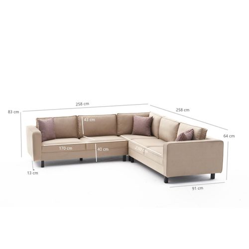 Atelier Del Sofa Kutna garnitura, Krem, Kale Velvet - Cream slika 7