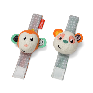 Infantino 206892 Plišana zvečka za zglobove - Panda i majmun