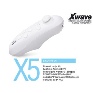 Xwave X5 beli BT daljinski upravljač za  mobil/smart TV/IOS/PC/Android