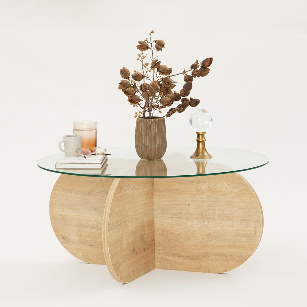 Stol za kafu 'Bubble - Sapphire Oak' sa staklenim vrhom slika 6