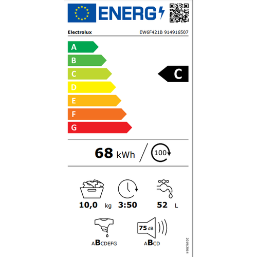 Electrolux EW6F421B PerfectCare 600 Veš mašina, 10 kg, 1200 rpm, Inverter motor, Anti-Allergy, FuzzyLogic tehnologija, TimeManager, Dubina 66 cm slika 10