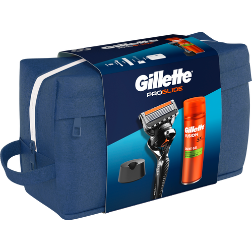 Gillette Proglide sistemski brijač + Fusion Sensitive gel 200ml + stalak za brijač sa neseserom  slika 1
