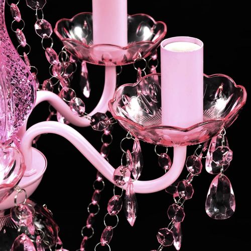 Kristalna svjetiljka s 5 žarulja ružičasta slika 12