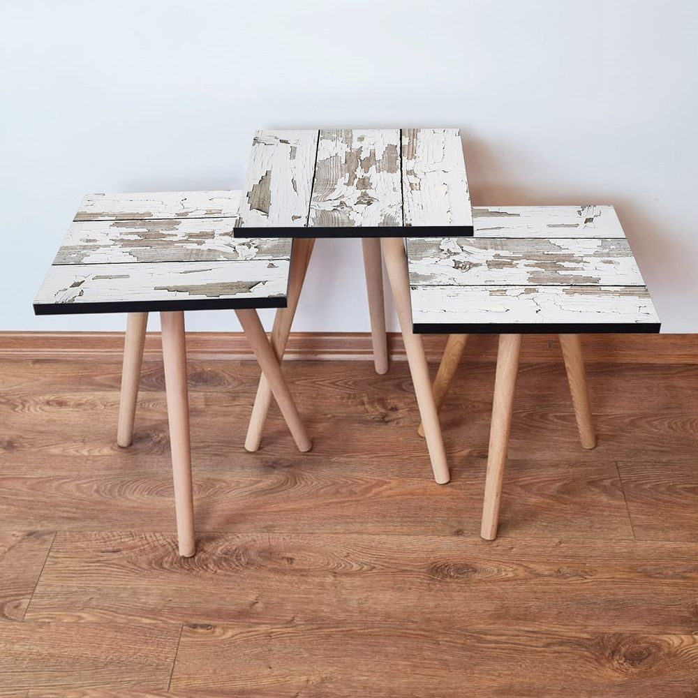 Set Nesting Stolova (3 Komada) 3Shp3 - Boje: Bijela, Bijela/Smeđa slika 1
