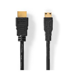 Kabel NEDIS CVGL34500BK50, HDMI (M) na mini HDMI (M), crni, 5m, ethernet, pozlaćeni