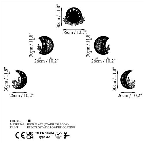 Wallity Metalna zidna dekoracija, The Phases Of The Moon slika 6