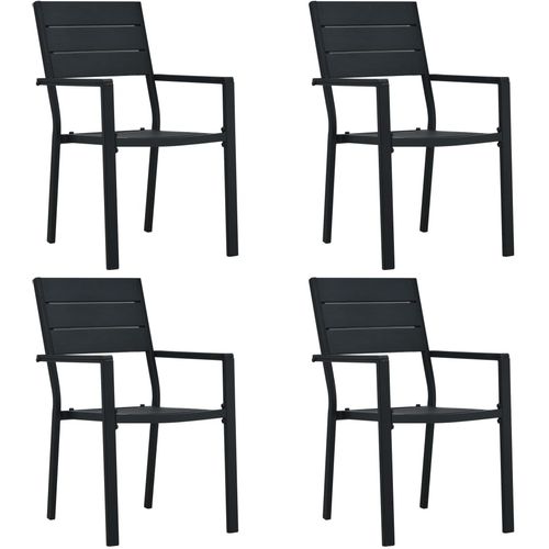 Vrtne stolice 4 kom crne HDPE s izgledom drva slika 19
