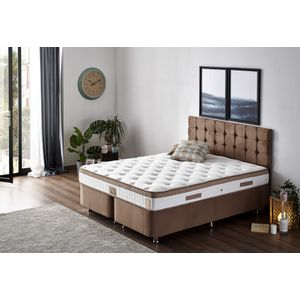 Woody Fashion Madrac, Bijela boja Smeđa, Latte 140x190 cm Double Size Firm Mattress