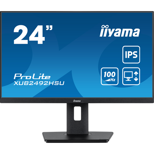 IIYAMA XUB2492HSU-B6  Monitor 24” IPS 1920 x 1080 @100Hz 250 cd/m² 1300:1 0.4ms HDMI DP USBx4 height, swivel, tilt, pivot (rotation both sides) slika 1